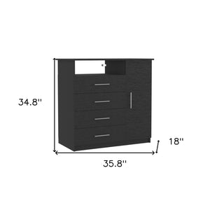 Homeroots 36" Black Four Drawer Combo Dresser  Manufactured Wood 544043