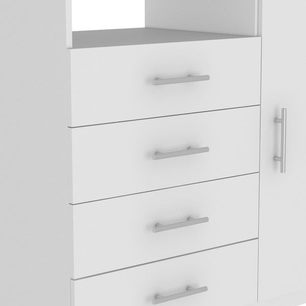 Homeroots 36" White Four Drawer Combo Dresser With Open Shelf  Manufactured Wood 544044