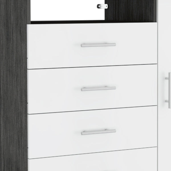 Homeroots 36" White And Gray Four Drawer Combo Dresser With Open Shelf  Manufactured Wood 544047