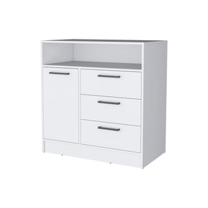 Homeroots 36" White Three Drawer Combo Dresser With Open Shelf  Manufactured Wood 544049