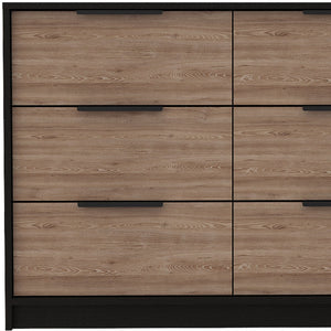Homeroots 42" Brown And Black Six Drawer Double Dresser  Manufactured Wood 544052