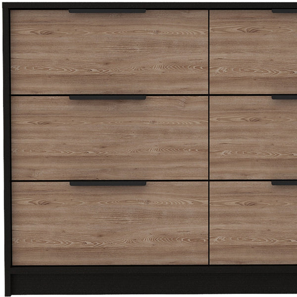 Homeroots 42" Brown And Black Six Drawer Double Dresser  Manufactured Wood 544052