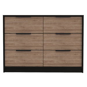 Homeroots 42" Brown And Black Six Drawer Double Dresser  Manufactured Wood 544052