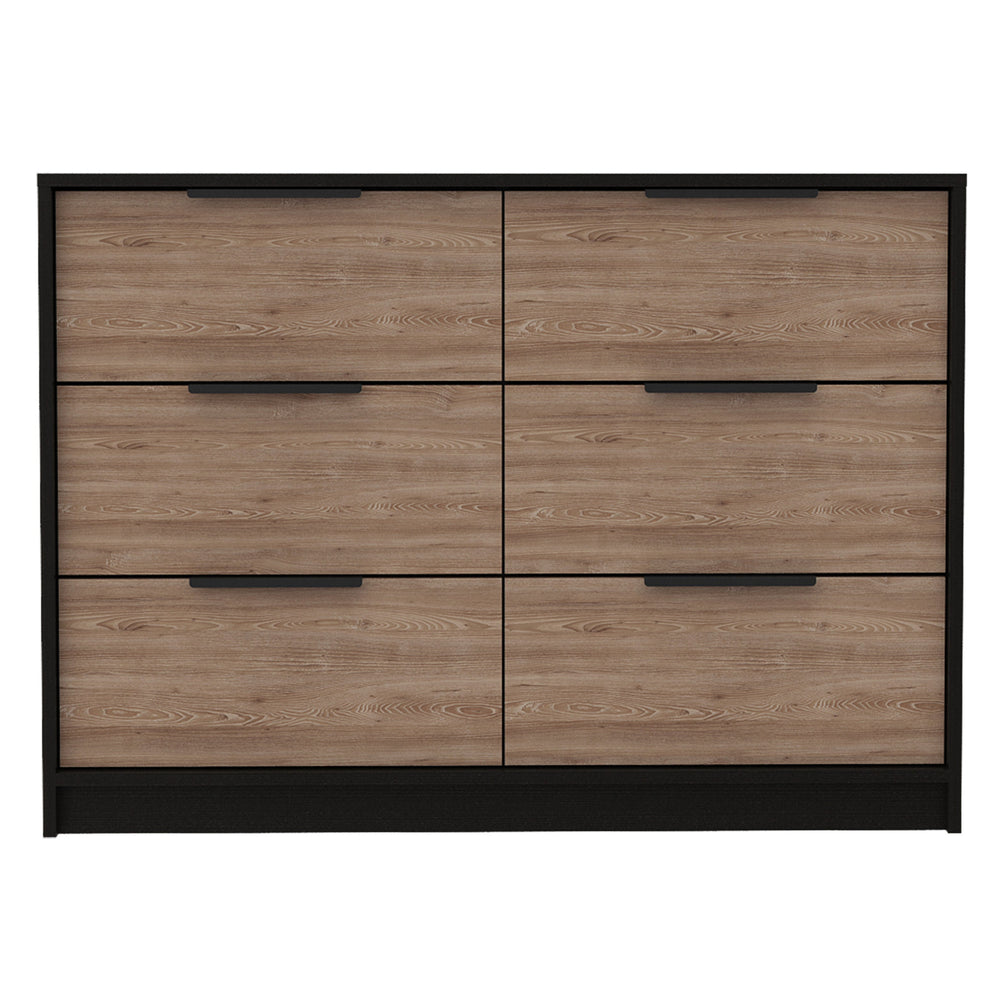 Homeroots 42" Brown And Black Six Drawer Double Dresser  Manufactured Wood 544052
