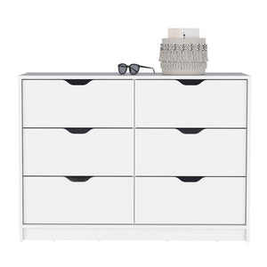 Homeroots 42" White Six Drawer Double Dresser  Manufactured Wood 544054