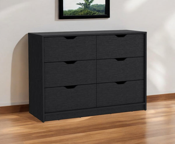 Homeroots 42" Black Four Drawer Double Dresser  Manufactured Wood 544055