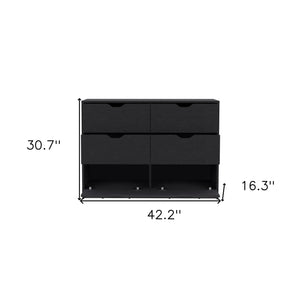 Homeroots 42" Black Four Drawer Double Dresser  Manufactured Wood 544055