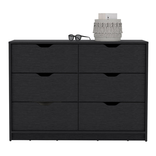 Homeroots 42" Black Four Drawer Double Dresser  Manufactured Wood 544055