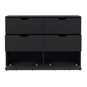 Homeroots 42" Black Four Drawer Double Dresser  Manufactured Wood 544055