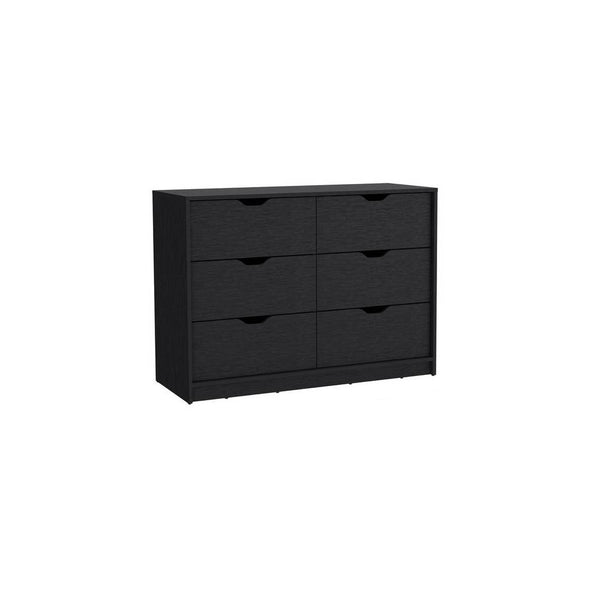 Homeroots 42" Black Four Drawer Double Dresser  Manufactured Wood 544055