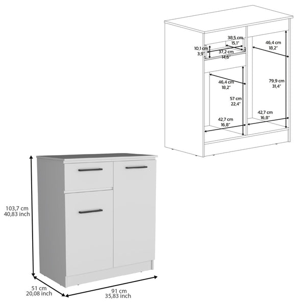 HomeRoots 36" Modern White Drawer Combo Dresser with Ample Storage for Efficient Bedroom Organization & Style 544056