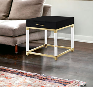 Homeroots 24" Gold And Black End Table With Drawer Black,Gold  544058