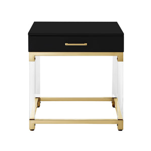 Homeroots 24" Gold And Black End Table With Drawer Black,Gold  544058