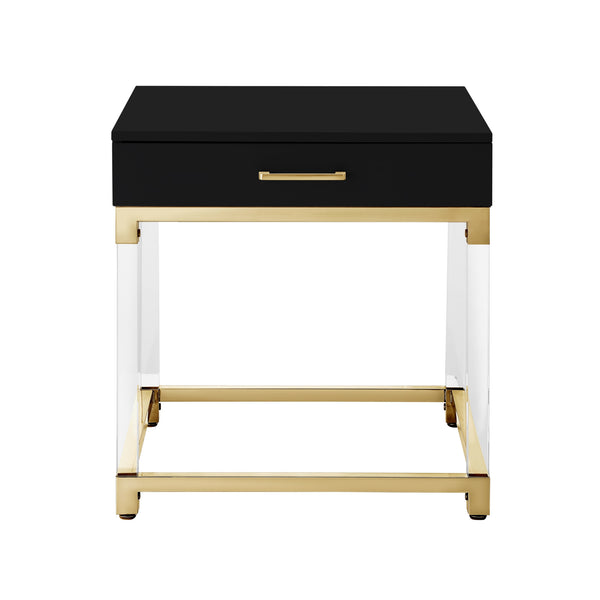 Homeroots 24" Gold And Black End Table With Drawer Black,Gold  544058