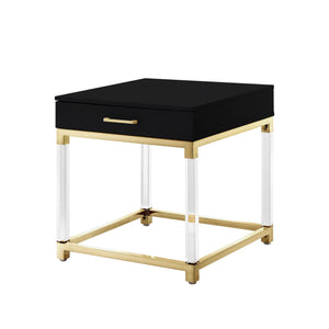 Homeroots 24" Gold And Black End Table With Drawer Black,Gold  544058
