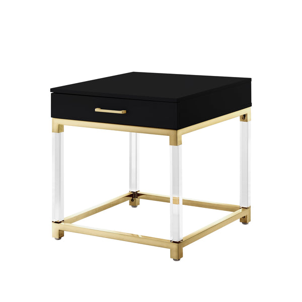 Homeroots 24" Gold And Black End Table With Drawer Black,Gold  544058