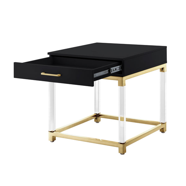 Homeroots 24" Gold And Black End Table With Drawer Black,Gold  544058