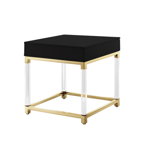 Homeroots 24" Gold And Black End Table With Drawer Black,Gold  544058