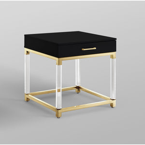 Homeroots 24" Gold And Black End Table With Drawer Black,Gold  544058