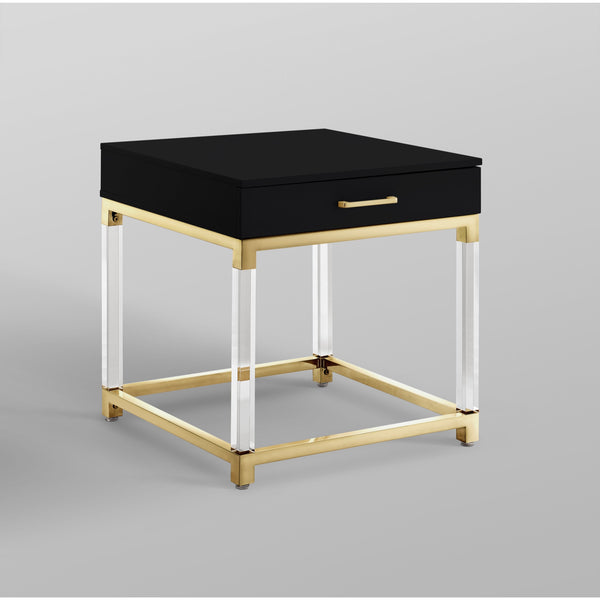 Homeroots 24" Gold And Black End Table With Drawer Black,Gold  544058