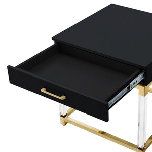 Homeroots 24" Gold And Black End Table With Drawer Black,Gold  544058