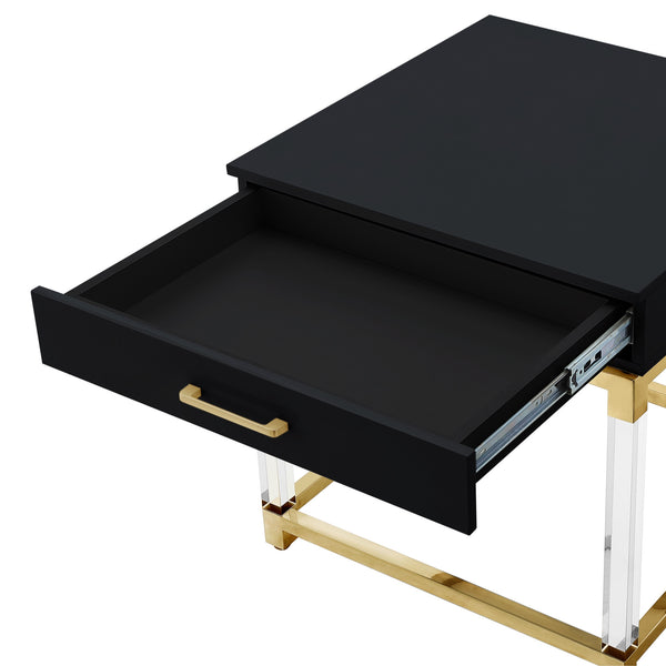 Homeroots 24" Gold And Black End Table With Drawer Black,Gold  544058