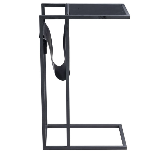 HomeRoots 26" Modern C Table End Table with Magazine Holder and USB Port for Stylish and Functional Living Spaces Black 544068