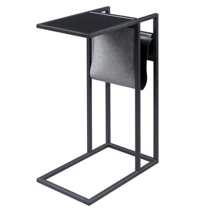 HomeRoots 26" Modern C Table End Table with Magazine Holder and USB Port for Stylish and Functional Living Spaces Black 544068