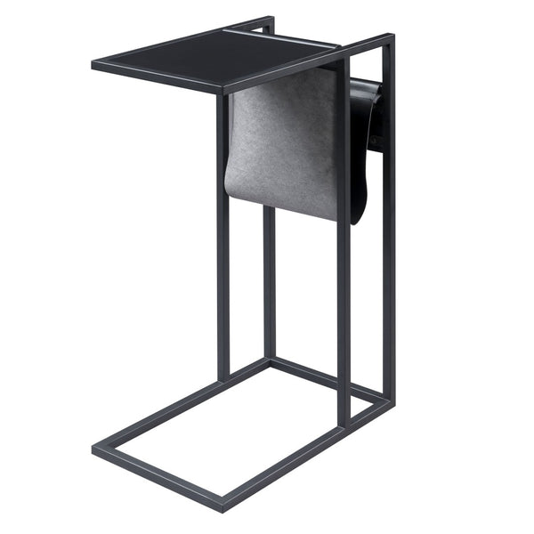 HomeRoots 26" Modern C Table End Table with Magazine Holder and USB Port for Stylish and Functional Living Spaces Black 544068