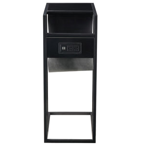 HomeRoots 26" Modern C Table End Table with Magazine Holder and USB Port for Stylish and Functional Living Spaces Black 544068