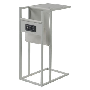 HomeRoots 26" Modern C Table End Table with Magazine Holder and USB Port for Stylish and Functional Living Spaces Grey 544069