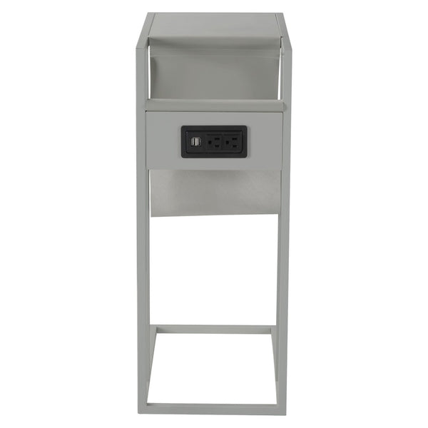 HomeRoots 26" Modern C Table End Table with Magazine Holder and USB Port for Stylish and Functional Living Spaces Grey 544069