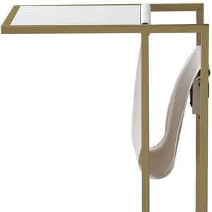 HomeRoots 26" Stylish White and Gold End Table with USB Port, Magazine Holder - Perfect for Modern Spaces! 544071