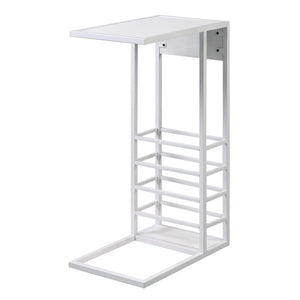 HomeRoots 26" Modern C-Table with USB Ports and Magazine Holder - Perfect Space-Saving Solution for Your Home! White 544072
