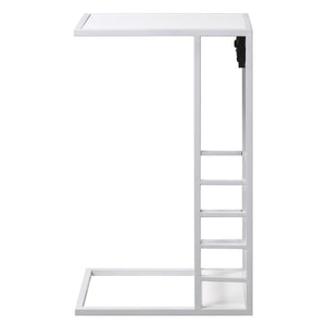 HomeRoots 26" Modern C-Table with USB Ports and Magazine Holder - Perfect Space-Saving Solution for Your Home! White 544072