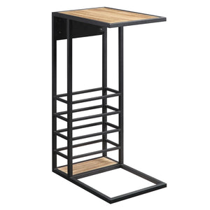 HomeRoots 26" Modern C-Table with USB Ports and Magazine Holder - Perfect Space-Saving Solution for Your Home! Brown/Black 544073