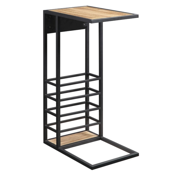 HomeRoots 26" Modern C-Table with USB Ports and Magazine Holder - Perfect Space-Saving Solution for Your Home! Brown/Black 544073