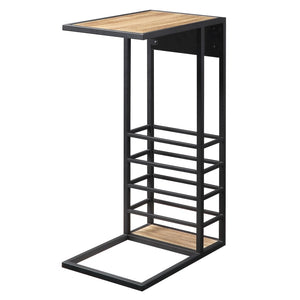 HomeRoots 26" Modern C-Table with USB Ports and Magazine Holder - Perfect Space-Saving Solution for Your Home! Brown/Black 544073