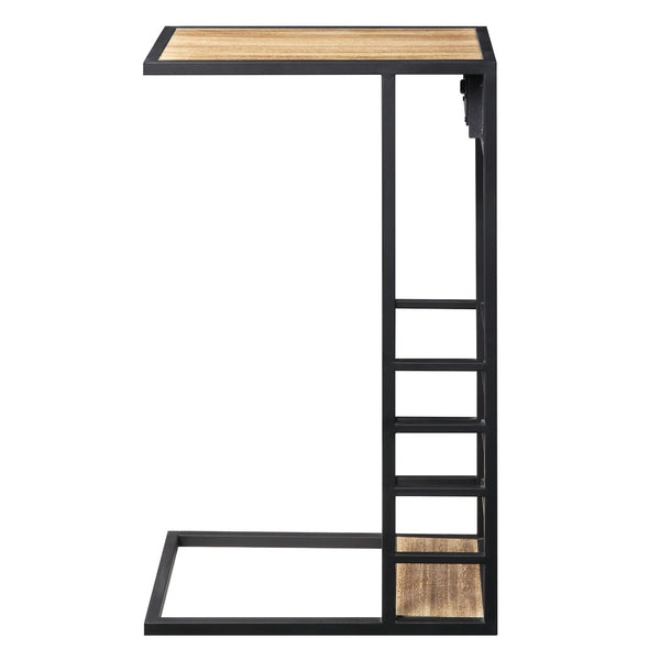 HomeRoots 26" Modern C-Table with USB Ports and Magazine Holder - Perfect Space-Saving Solution for Your Home! Brown/Black 544073