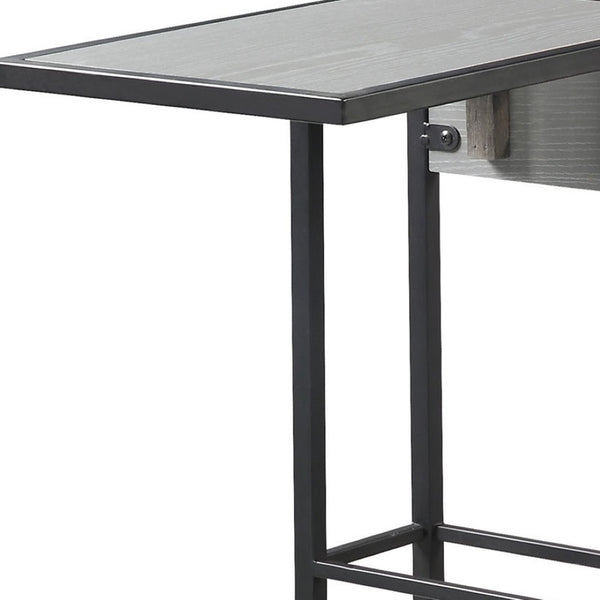 HomeRoots 26" Modern Industrial Gray and Black End Table with USB Port, Magazine Holder, and Compact Design 544074
