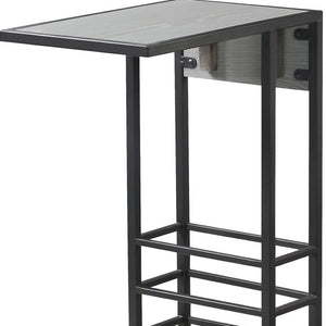 HomeRoots 26" Modern Industrial Gray and Black End Table with USB Port, Magazine Holder, and Compact Design 544074