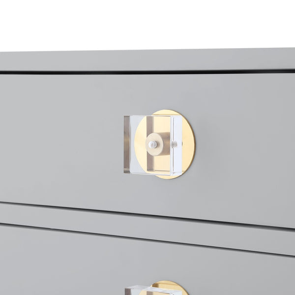 HomeRoots 24" Light Gray End Table with Clear Wood Base & 3 Drawers – Modern, Versatile Storage Solution! 544075