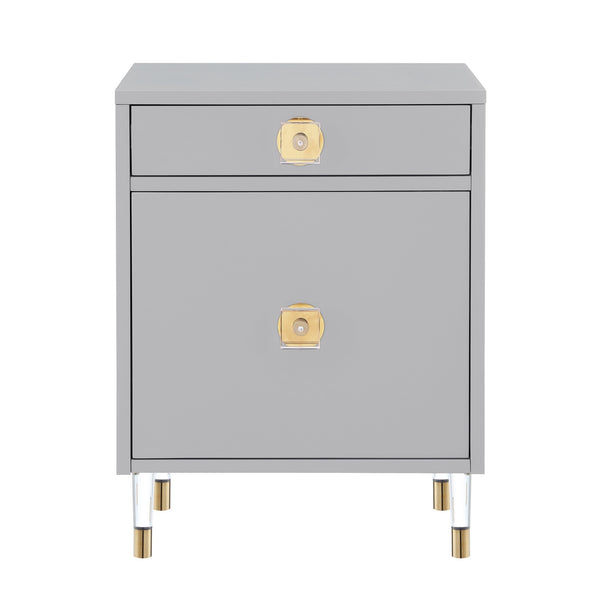 Homeroots 26" Clear And Light Gray End Table With Drawer And Shelf Light Grey  544078