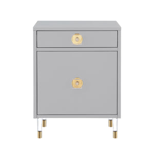 Homeroots 26" Clear And Light Gray End Table With Drawer And Shelf Light Grey  544078