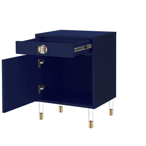 Homeroots 26" Clear And Dark Blue End Table With Drawer And Shelf Dark Navy  544079