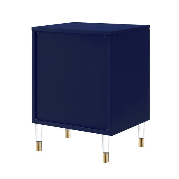Homeroots 26" Clear And Dark Blue End Table With Drawer And Shelf Dark Navy  544079