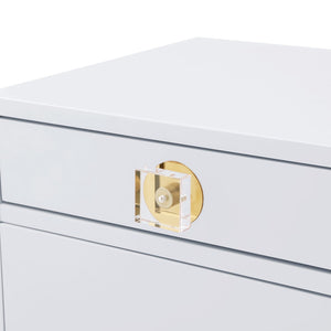 HomeRoots 26" Modern White and Clear Wood End Table with Storage Drawer & Open Shelf for Versatile Use 544080