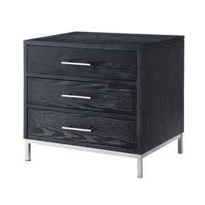 Homeroots 24" Silver Metallic And Black End Table With Three Drawers Black,Chrome  544081