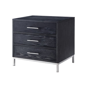 Homeroots 24" Silver Metallic And Black End Table With Three Drawers Black,Chrome  544081