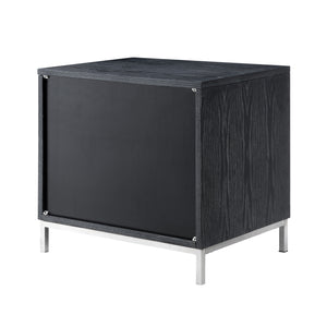 Homeroots 24" Silver Metallic And Black End Table With Three Drawers Black,Chrome  544081